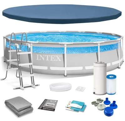 Produktbild von Intex 26722NP, 12706 l, Gerahmter Pool, Kind & Erwachsener, Leiter, Blau, Grau