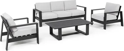 Produktbild von Bizzotto Baltic Bizzotto Baltic Lounge Set 4-teilig - Aluminium & Olefin - Anthrazit - Bank 206x85,5x83 cm