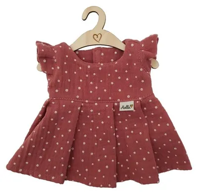Produktbild von Hollie Puppenkleid rosa Punkte - Puppenkleidung Baumwolle 34cm