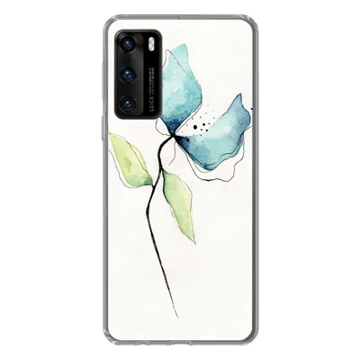 Produktbild von MuchoWow® Handyhülle Schutzhülle Hülle für Huawei P40 Blumen - Aquarell - Blau Silikon Softcase Handy Hülle - Handytasche