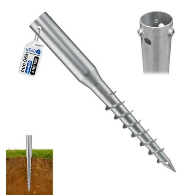 Obrázek produktu pro Sada šroubových pilířů – Kotvy do země – Základy pro terasy a oplocení – Jednoduchá instalace šroubem – 68 x 650 mm – Zinkované