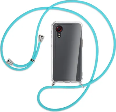 Produktbild von Handykette Backcover-Schutzhülle mit Band (Metall silberfarben) für Samsung Galaxy Xcover 5 (G525) - türkis
