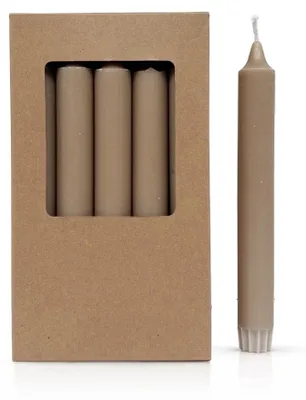 Productafbeelding van Rustieke stearinekaarsen in staafvorm – oliefantengrijs – Ø2,2 × 19 cm – 10 stuks