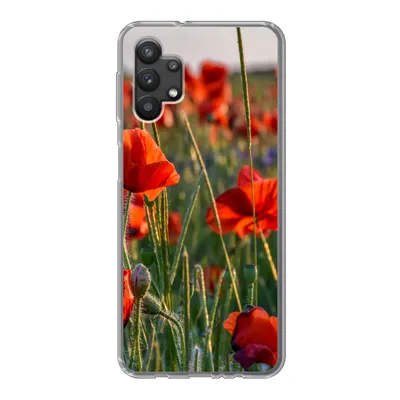 Produktbild von MuchoWow® Handyhülle Schutzhülle Hülle für Samsung Galaxy A32 5G Blumen - Mohnblumen - Natur - Rot Silikon Softcase Handy Hülle - Softcase