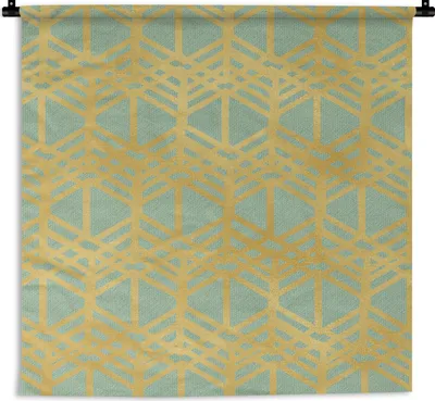 Produktbild von MuchoWow® Wandteppich Wandbehang Gold - Muster - Linie 150x150 cm Tapisserie Dekoration Wandtuch - Wohnaccessoires - Modernes