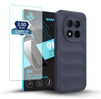 Produktbild von Handy Hülle für Xiaomi Redmi Note 15 Pro+ 5G mit 9H Displayglas Displayschutz Plus Grip Case Cover Schutzhülle Softgrip Farbe: Dunkelblau