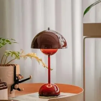 Produktbild von Kabellos Nachttischlampen, LED Tischlampe, Touch Dimmbare kuppelförmige Tischleuchte, 3 Lichtfarben Pilzlampe, Schreibtischlampe, Dekotischlampe, Rot
