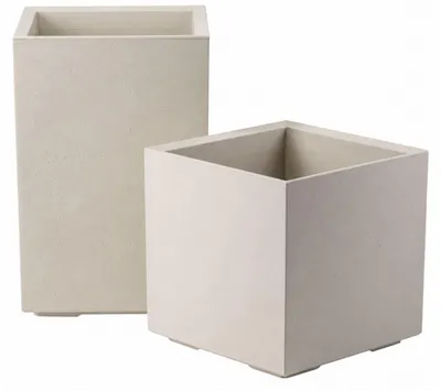 Obrázek produktu pro HowHomely | Květináč – květinový truhlík – květináč na kolečkách – sada 2 ks – béžová – betonový vzhled – 40 x 40 x 40 cm a 40 x 40 x 60 cm