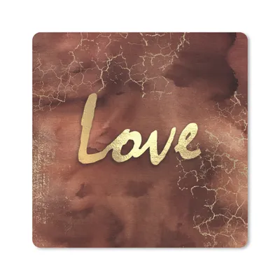 Produktbild von MuchoWow® Mauspad Mousepad Zitat - Liebe - Braun - Gold 30x30 cm - Mousepads - Maus Mat - Pad - Mausunterlage - Gaming