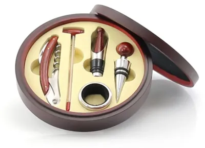 Immagine prodotto di Omgoods - Set di accessori per vino  con scatola in legno - Il regalo perfetto per gli amanti del vino