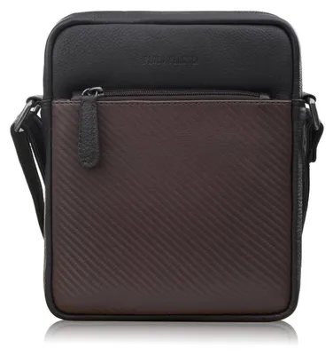 Produktbild von Herren Leder Umhängetasche mit Carbonprägung braun Paolo Peruzzi AL-19-BR