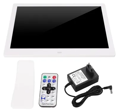 Zdjęcie produktu dla Cyfrowa ramka na zdjęcia, 12 cali, album elektroniczny, odtwarzacz obrazów HD, MP3 i MPEG4 z inteligentnym pilotem, wtyczka UE 110–240 V