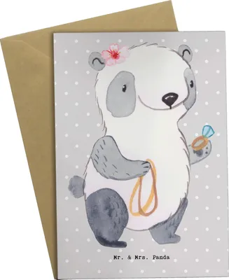 Produktbild von Mr. & Mrs. Panda Beileidskarte Juwelierin Herz - Grau Pastell - Geschenk, Goldschmuck, osterkarte, hochzeitskarten, Eröffnung, Grußkarte, Shopping, einladungskarten