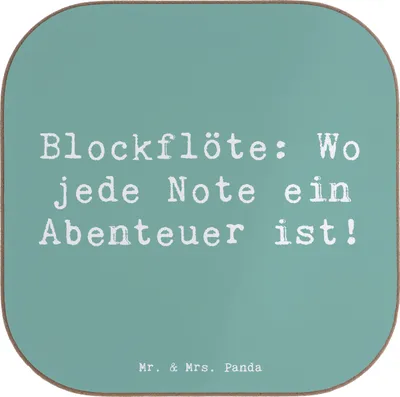 Produktbild von Mr. & Mrs. Panda Tassenuntersetzer Spruch Abenteuer Blockflöte - Meeresbrise - Geschenk, gläseruntersetzer, Sopranblockflöte, Tischuntersetzer, Teeuntersetzer, Lernen