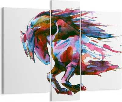 Produktbild von Bild auf Leinwand - Leinwandbild - Pferd Eleganz wild Tier - 95x80cm - Wand Bild - Wanddeko - Leinwanddruck - Bilder - Kunstdruck - Wanddekoration - Leinwand bilder - Wandkunst - CB95x80-3010