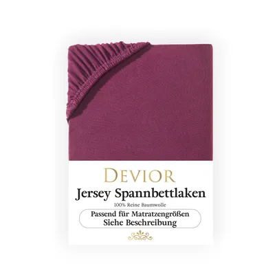 Produktbild von Devior Jersey Spannbettlaken 180x200 - 200x220 bordeaux Bettlaken 100% Baumwolle für Boxspringbett und Wasserbett