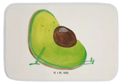Produktbild von Mr. & Mrs. Panda Badteppich Avocado Schwangerschaft - Weiß - Geschenk, badezimmermatte, Gesund, Geburt, Schwanger, Badezimmer Matte, Babyshower, duschmatte, Badematte