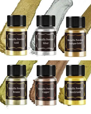 Metallic Pigmentpulver für Epoxidharz, 6 x 20 ml, Mica, für Basteln
