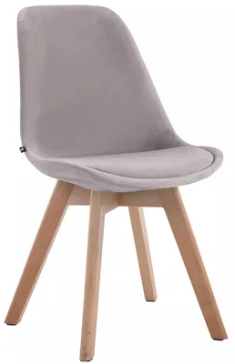 Produktbild von In And OutdoorMatch Besucherstuhl Serenity - Esszimmerstuhl - Hellgrauer Samt - Braune Beine - 1er-Set - Sitzhöhe 48 cm - Deluxe
