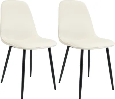 Zdjęcie produktu dla zestaw 2 krzeseł do jadalni - aksamitne krzesła - ergonomiczny komfort - kremowa, solidna metalowa rama