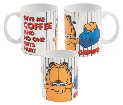 Produktbild von Garfield Tasse - Give me Coffee Kaffeetasse Becher Kaffeebecher aus Keramik Weiß 320 ml