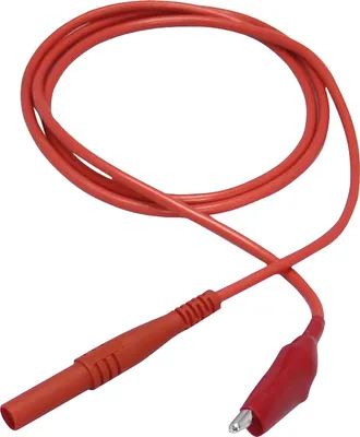 Produktbild von Messleitung McPower, 100cm, rot Sicherheitsstecker -> Krokoklemme