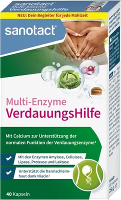 Zdjęcie produktu dla Kapsułki Sanotact na trawienie • W przypadku wzdęć, gazów, uczucia pełności Tabletki na trawienie w blistrze