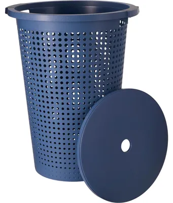 Produktbild von Waschekorb mit Deckel – blau – 35 Liter – 40 x 52 cm – Kunststoff – rund