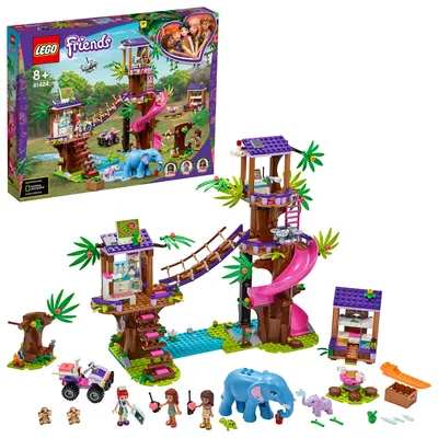 Productafbeelding van LEGO 41424 Friends Dierenreddingsstation in de jungle, speelset voor kinderen vanaf 8 jaar, met een boomhuis, minipoppetjes Andrea, Mia en Olivia, en mini-dierenfiguren
