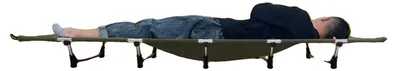 Zdjęcie produktu dla Łóżko kempingowe, waga 2,2 kg, wymiary 190 x 65 cm, nośność 150 kg, składana konstrukcja, solidna aluminiowa konstrukcja