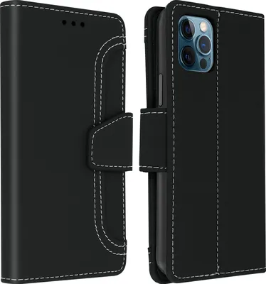 Produktbild von Avizar, Klapphülle mit Portemonnaie für Apple iPhone 12 Pro Max, Schwarz