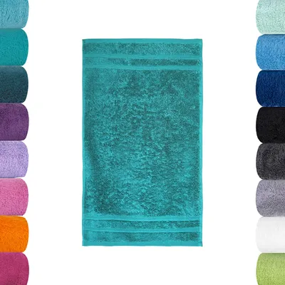 Produktbild von Lavea® 6er Set Gästetuch 30x50 cm, Gästehandtücher Bali aus Baumwolle, saugstark für Bad & WC, 100% GOTS Baumwolle, Premium Frottier, Ozeanblau