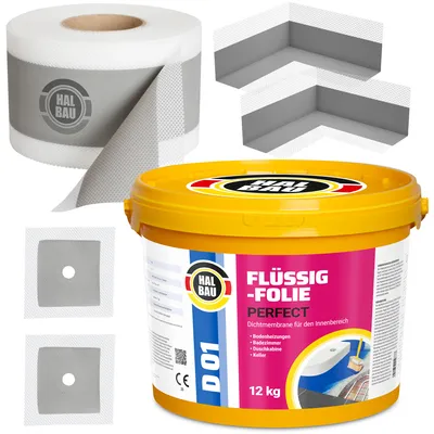 Zdjęcie produktu dla Zestaw do Hydroizolacji Folia w płynie 12kg Taśma 5mb HALBAU SETH23