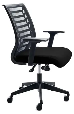 Bürostuhl schwarz, höhenverstellbar, mit Armlehnen, Rollen