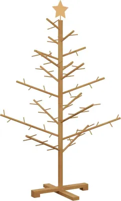 Zdjęcie produktu dla Drewniana choinka z podstawą Brązowy 125 cm Lite drewno sosnowe