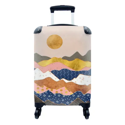 Produktbild von MuchoWow® Koffer Handgepäck Trolley Rollkoffer Kleine Reisekoffer mit 4 Rollen - Gold - Pastell - Muster - Cabin Size < 55x40x23 cm & 55x40x20 cm - Fotokoffer - Kabinenkoffer - Boardgepäck - Reise-Box - Reisekoffer - Reisegepäck - Koffer mit Bild - Trolley für Kinder