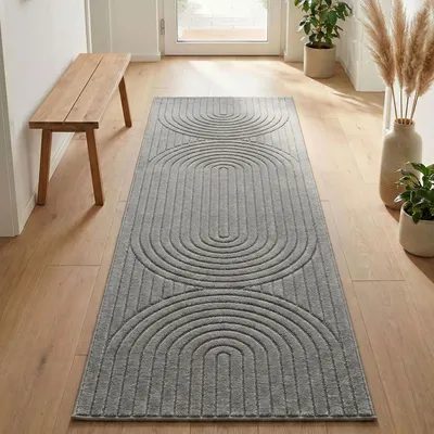 Produktbild von Carpetsale24 Outdoor Teppich, Modern Boho Design, 3D Effekt, Robust und UV-Beständig, ideal für Terrasse Wohnzimmer & Küche, Grösse: 80x250 cm