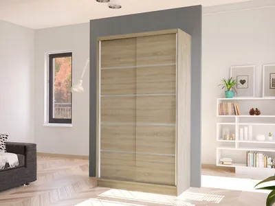 Obrázek produktu pro Úzká šatní skříň 100 cm VILMEA 2 - dub sonoma