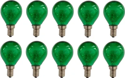 Produktbild von 10x Glühlampe Glühbirne Kugel E14 25W 25 Watt Farbe Grün klar
