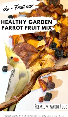 Immagine prodotto di Mix di frutta per tutti i pappagalli - Cibo premium per pappagalli - Mix di frutta sana del giardino - 100G
