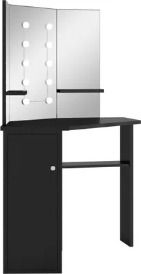 Produktbild von "2026 Aktion" Eck-Schminktisch mit LED Schwarz 111x54x141,5 cm DEMöbel 9363695
