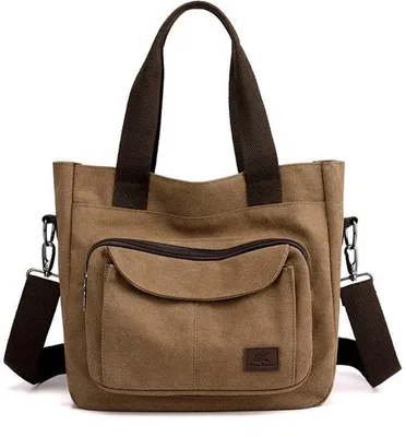 Image de Sac cabas en toile vintage pour femmes, avec plusieurs compartiments, polyvalent, idéal pour être porté à la main, en bandoulière ou en travers, pour le travail, l'école et les voyages