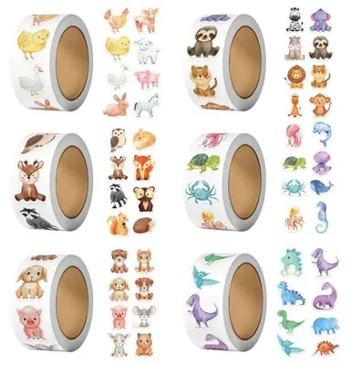 Produktbild von Runde Tierstickers - 3000 stück - Kinderbelohnungsstickers