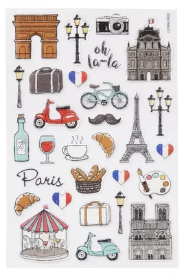 Glossy-Sticker Frankreich, Bogen 10 x 15 cm, Vinyl, glänzend