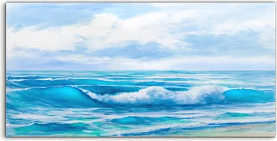 Produktbild von Coloray - Glasbild - 120x60 cm - Wandbild - Glasbilder - Foto Bild Malerei des Meere auf Skizze