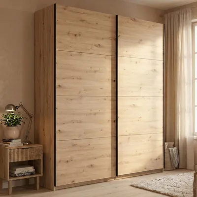 Image de Cariano - Armoire Grande, 195x218h cm Chêne Nœuds Marron, Porte-manteaux