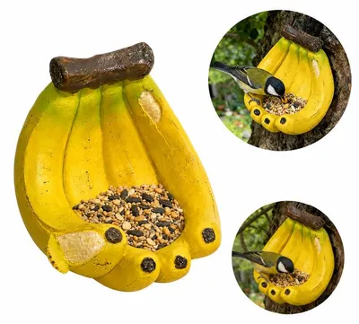 Produktbild von Vogelfutterhaus wetterfest Bananenform, einfach zu befüllen Vogelhaus aus Harz für Wildvögel Garten Balkon Terrasse Outdoor Nutzung