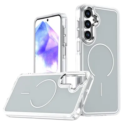 Image de Coque magnétique pour Samsung Galaxy A17 5G/4G, coque fine et transparente résistante aux chocs, compatible avec MagSafe, gris