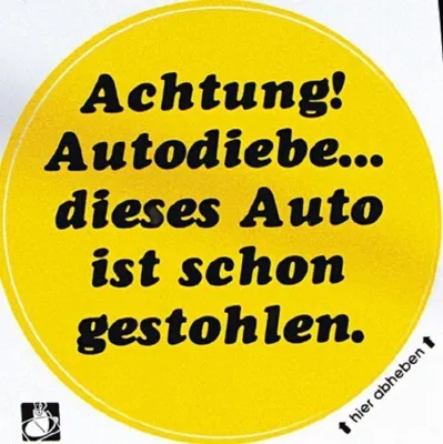 Produktbild von PVC Aufkleber Fun Auto-Applikation Spass-Motive und Sprüche - Achtung! Autodiebe...- 303157 - Gr. ca. 10 cm