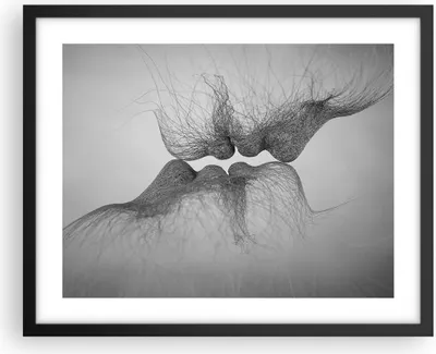 Produktbild von Gerahmtes Poster - Schwarzer Rahmen - Kuss Liebe Paar - 50x40 cm - Wand Bild - Wanddeko - Wandbilder - Kunstposter - Wandposter - Bilderrahmen - Bilder - Kunstdruck - Wanddekoration - P2BAA50x40-4967